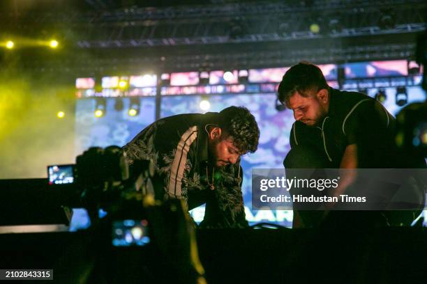 Bollywood singer, rapper, lyricist, and music composer Raftaar performs during the three-day cultural and tech fest, "Moksha - Innovision" at Netaji...