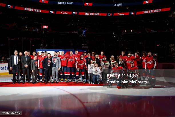 Oshie of the Washington Capitals is joined by Chairman Dick Patrick, President of Hockey Operations, General Manager Brian MacLellan, teammates, and...