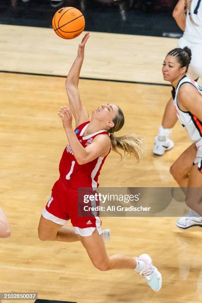 Guard Jaz Shelley of the Nebraska Cornhuskers shoots during the second quarter of a 2024 NCAA Women's Basketball Tournament second round game against...