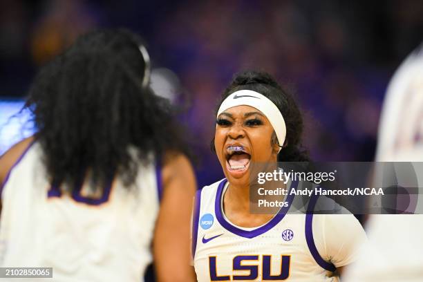 Aneesah Morrow of the LSU Tigers celebrates after a play during the third quarter against the Middle Tennessee Blue Raiders during the second round...