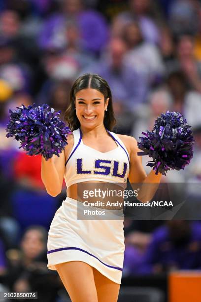 Tigers cheerleader dances during the third quarter against the Middle Tennessee Blue Raiders during the second round of the 2024 NCAA Women's...