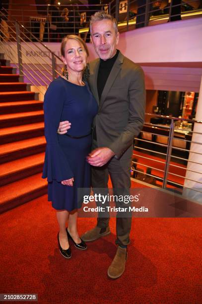 Dirk Steffens and Ingrid Steffens during the Hercules" musical premiere at Stage Theater Neue Flora on March 24, 2024 in Hamburg, Germany.