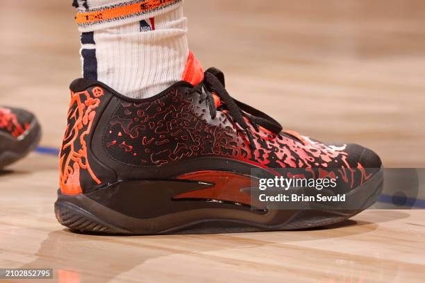 The sneakers worn by Zion Williamson of the New Orleans Pelicans during the game against the Detroit Pistons on March 24, 2024 at Little Caesars...