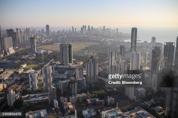 Residential and commercial buildings in Mumbai, India, on Monday, Feb. 19, 2024. India recorded its best year for home sales since 2008....