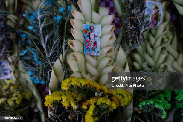 Palm crosses are being displayed in celebration of Palm Sunday and the Holy Week festivities in Mexico City.