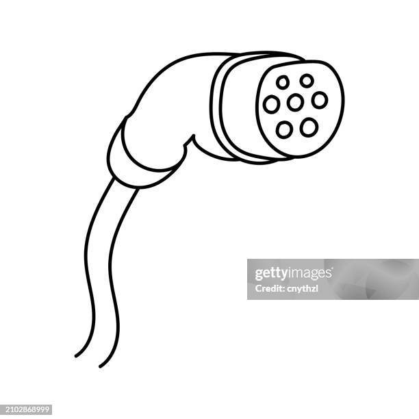 electric car charging cable concept vector illustration - battery charger stock illustrations