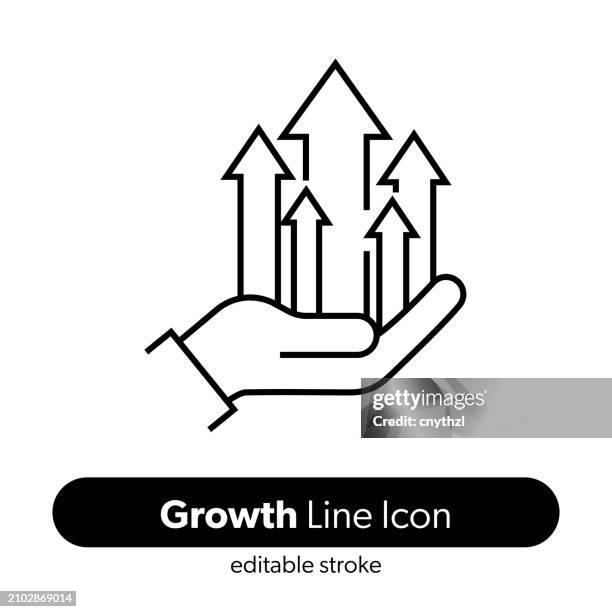 growth line icon. editable stroke vector icon. - chart icon vector stock illustrations