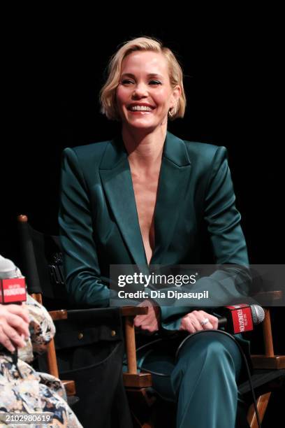 Leslie Bibb speaks onstage during SAG-AFTRA Foundation Conversations - "Palm Royale" at SAG-AFTRA Foundation Robin Williams Center on March 21, 2024...