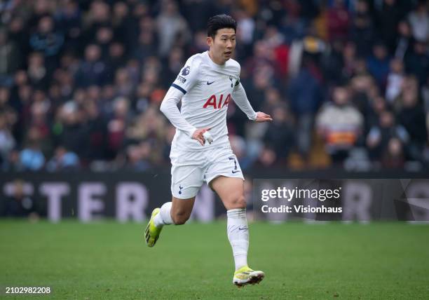 Son Heung-Min of Tottenham Hotspur in action during the Premier League match between Aston Villa and Tottenham Hotspur at Villa Park on March 10,...