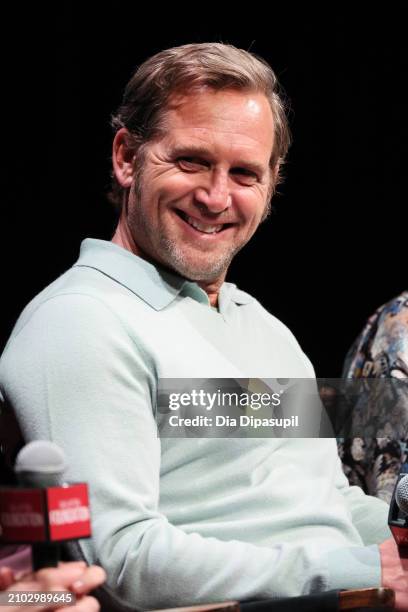 Josh Lucas speaks onstage during SAG-AFTRA Foundation Conversations - "Palm Royale" at SAG-AFTRA Foundation Robin Williams Center on March 21, 2024...