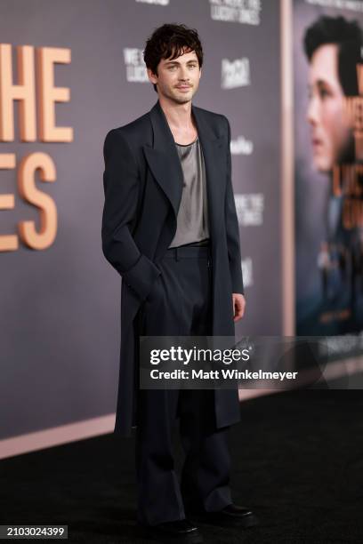 Logan Lerman attends the Los Angeles Premiere of Hulu's "We Were The Lucky Ones" at Academy Museum of Motion Pictures on March 21, 2024 in Los...