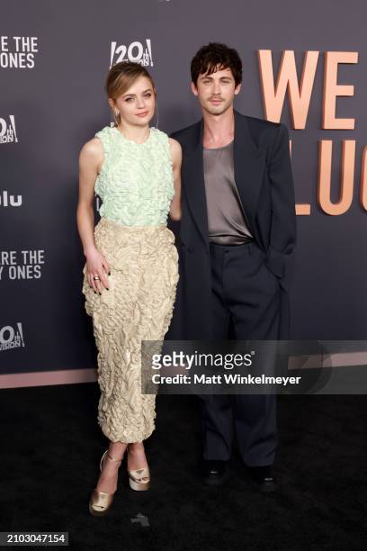 Joey King and Logan Lerman attend the Los Angeles Premiere of Hulu's "We Were The Lucky Ones" at Academy Museum of Motion Pictures on March 21, 2024...
