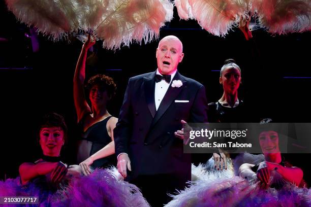 Anthony Warlow performs during a production media call of "CHICAGO" at Her Majesty's Theatre on March 22, 2024 in Melbourne, Australia.