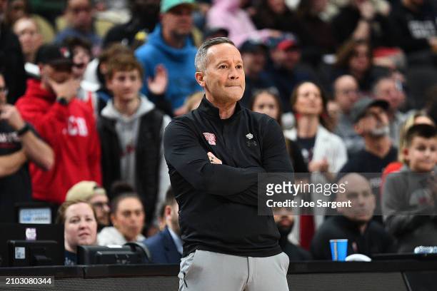 Head coach Grant McCasland of the Texas Tech Red Raiders looks on during the first half of a game against the North Carolina State Wolfpack in the...