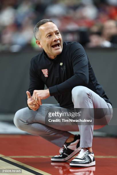 Head coach Grant McCasland of the Texas Tech Red Raiders reacts during the second half of a game against the North Carolina State Wolfpack in the...