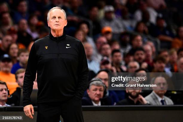Head Coach Rick Barnes of the Tennessee Volunteers watches the action in the first half during the first round of the NCAA Men's Basketball...