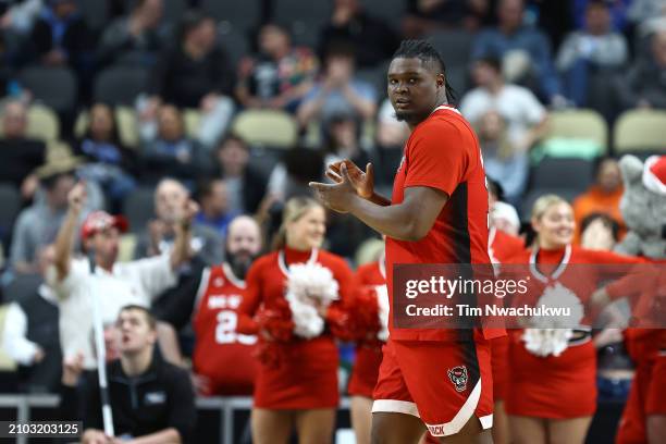 Burns Jr. #30 of the North Carolina State Wolfpack reacts during the second half of a game against the Texas Tech Red Raiders in the first round of...