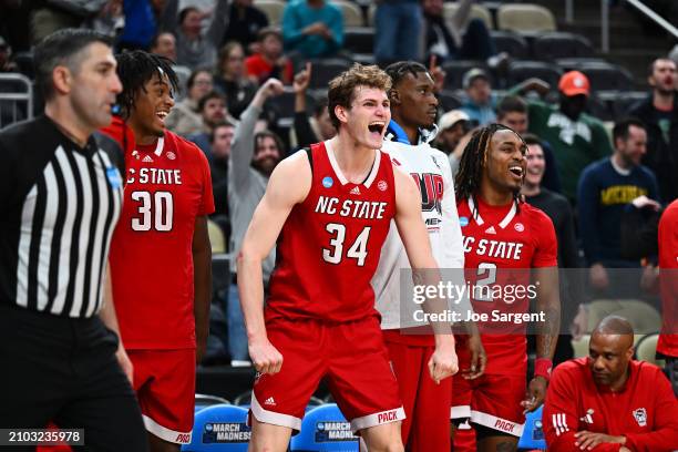 Ben Middlebrooks of the North Carolina State Wolfpack reacts during the second half of a game against the Texas Tech Red Raiders in the first round...