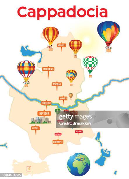 ilustrações de stock, clip art, desenhos animados e ícones de cappadocia travel map - capadocia