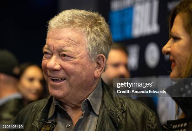 Actor William Shatner and Elizabeth Martin attend the Los Angeles Premiere of "You Can Call Me Bill" at the Culver Theater on March 21, 2024 in...