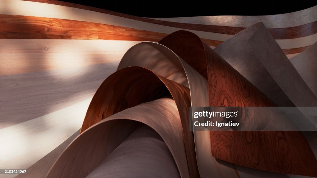 Wood arranged in smooth, curved layers