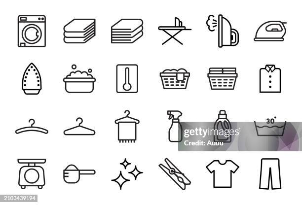 laundry icon set - folded clothes white stock illustrations