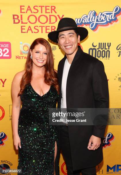 Kelly Grant and Gavin Lee attend Diane Foster's "Easter Bloody Easter" World Premiere at Landmark's Nuart Theatre on March 21, 2024 in Los Angeles,...