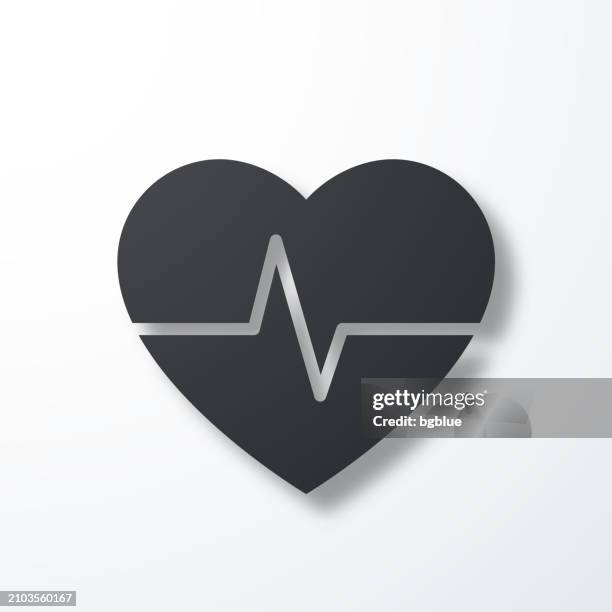 stockillustraties, clipart, cartoons en iconen met heartbeat - heart pulse. icon with shadow on white background - medical technology background white