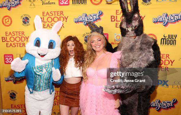 The Easter Bunny, Diane Foster, Tori Piskin and The Killer Jackalope attend Diane Foster's "Easter Bloody Easter" World Premiere at Landmark's Nuart...