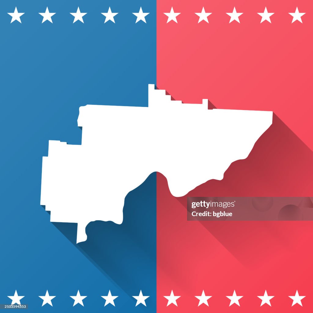 Washington County, Ohio. Map on blue and red background