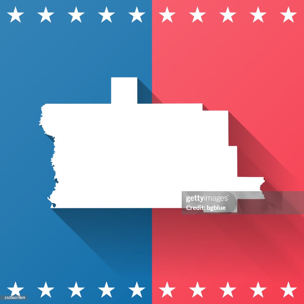 Calcasieu Parish, Louisiana. Map on blue and red background