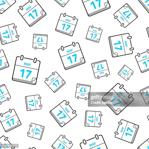 may 17. seamless pattern. line icons on white background - 17 may stock illustrations