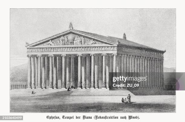 temple of artemis (diana) in ephesus, halftone print, published 1899 - temple of artemis at ephesus stock illustrations