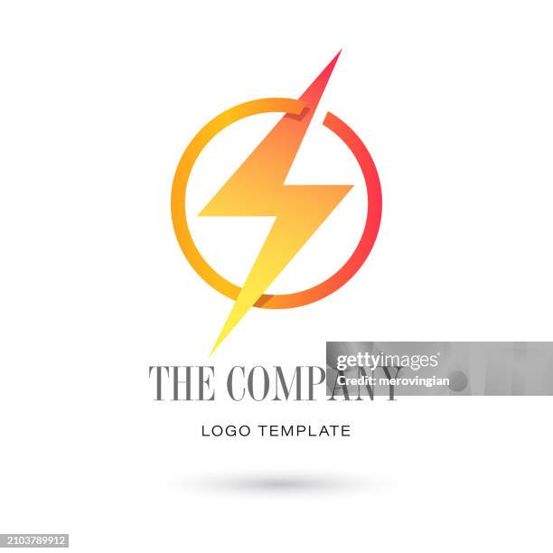 abstract thunderbolt corporate emblem template - electrical shock stock illustrations