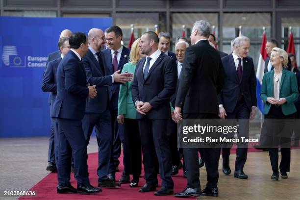 European' Leaders attend a family photo during European Council Meeting on March 22, 2024 in Brussels, Belgium. According to the Council's agenda,...