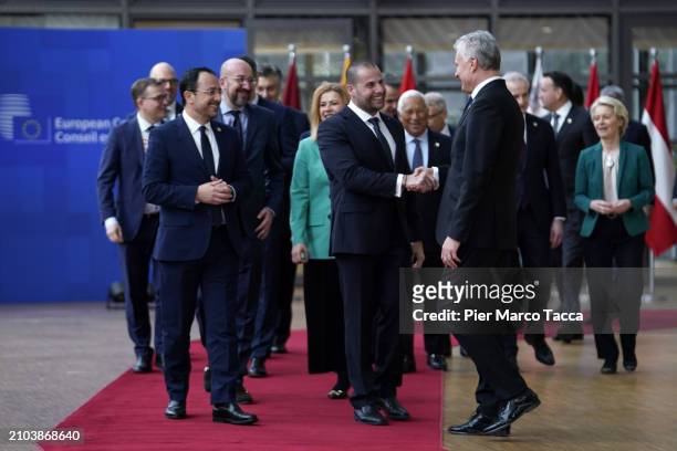 European' Leaders attend a family photo during European Council Meeting on March 22, 2024 in Brussels, Belgium. According to the Council's agenda,...