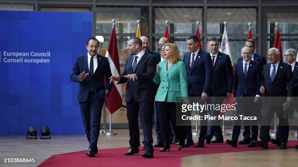 European' Leaders attend a family photo during European Council Meeting on March 22, 2024 in Brussels, Belgium. According to the Council's agenda,...