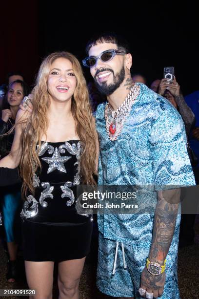 Shakira and Anuel AA at "Las Mujeres Ya No Lloran" Album Release Party at Hard Rock Live at Seminole Hard Rock Hotel & Casino Hollywood on March 21,...