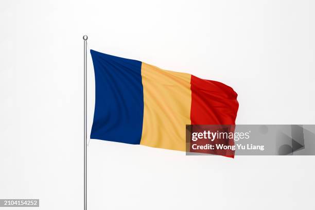 romania flag with white background - bandeira da roménia imagens e fotografias de stock
