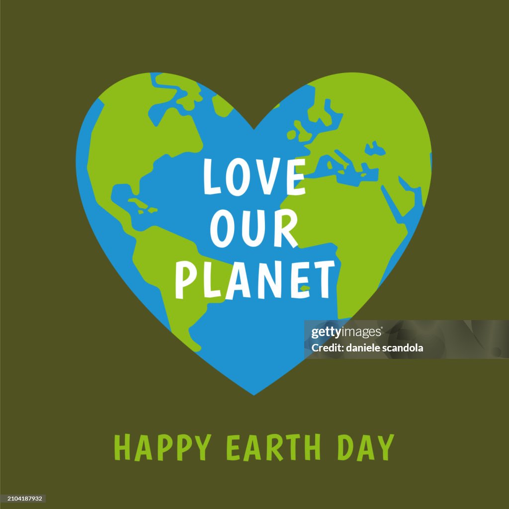 Illustrazione della Giornata della Terra con il pianeta nel cuore.