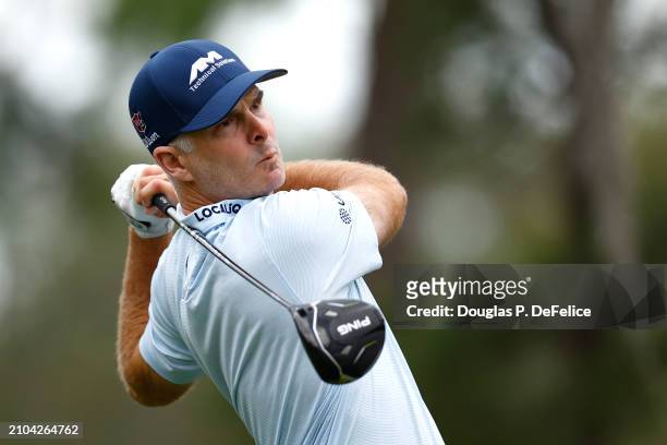 Kevin Streelman of the United States plays his shot from the sixth tee during the second round of the Valspar Championship at Copperhead Course at...