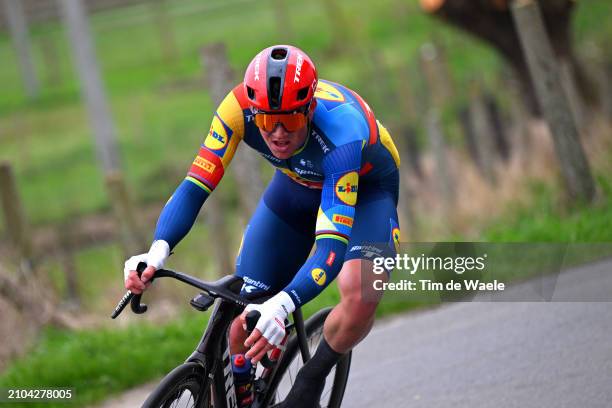 Mads Pedersen of Denmark and Team Lidl - Trek attacks in the Boigneberg sector during the 67th E3 Saxo Bank Classic - Harelbeke 2024 a 207.6km one...