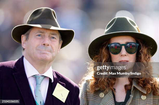 Charlie Brooks and Rebekah Brooks attend day 4 'Gold Cup Day' of the Cheltenham Festival at Cheltenham Racecourse on March 15, 2024 in Cheltenham,...