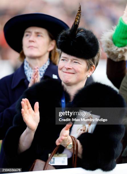 Baroness Dido Harding attends day 4 'Gold Cup Day' of the Cheltenham Festival at Cheltenham Racecourse on March 15, 2024 in Cheltenham, England.