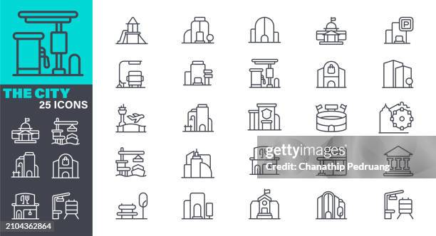 black and white the city icons stock illustration icon symbol, building exterior, city, business, office building exterior, house, business, city, apartment - modern house exterior view stock illustrations