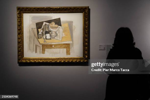Painted on canvas ' Grande nature morte ' by Pablo Picasso is displayed during exhibition Cezanne/Renoir at Palazzo Reale on March 18, 2024 in Milan,...