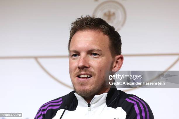 Julian Nagelsmann, head coach of Germany attends a Press Conference at Groupama Stadium on March 22, 2024 in Lyon, France.