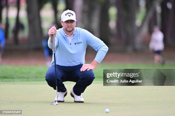 Brice Garnett of the United States putts on the 17th green during the second round of the Valspar Championship at Copperhead Course at Innisbrook...