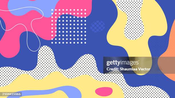 creative geometric colorful abstract background with dotted pattern - blob shape stock illustrations