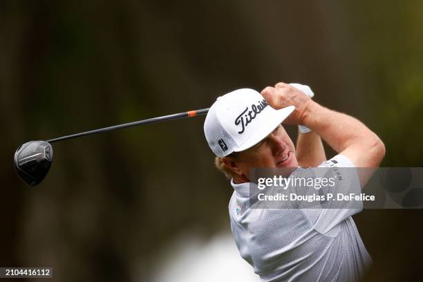 Charley Hoffman of the United States plays his shot from the ninth tee during the second round of the Valspar Championship at Copperhead Course at...